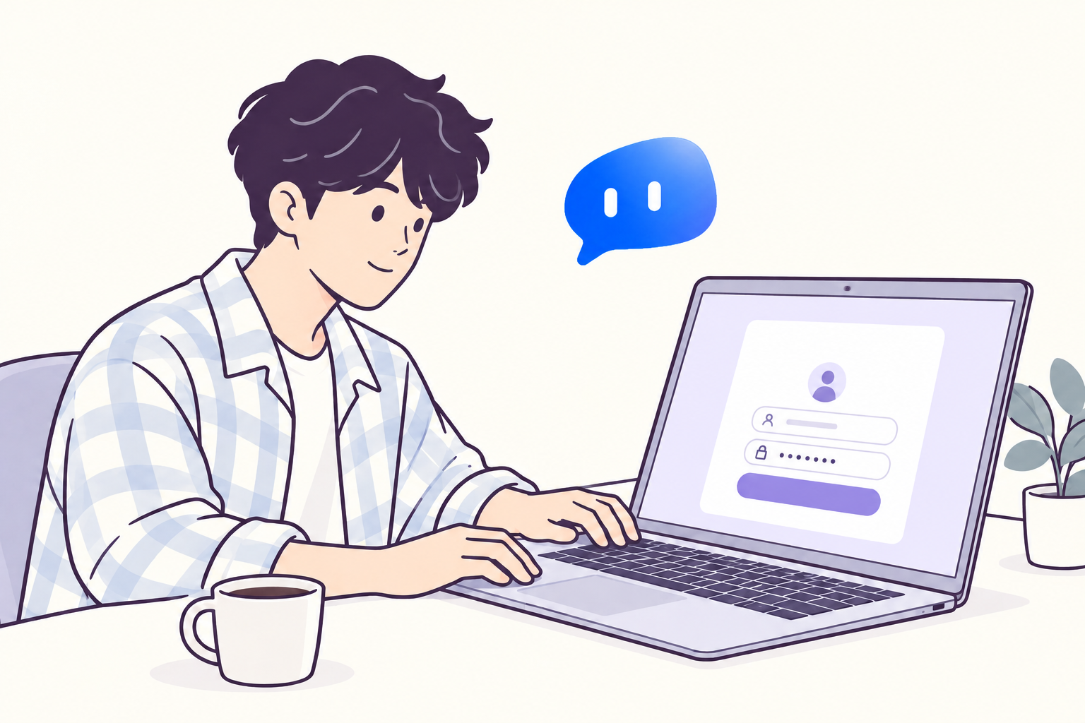 Emate 陪你在电脑前登录与管理账号的插画